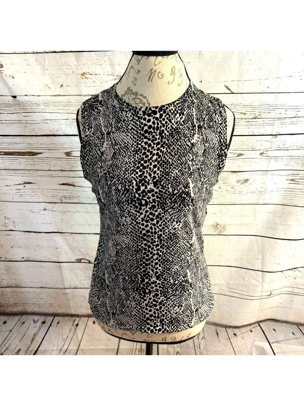 SML Design Snakeskin Silk Blend Sleeveless Top Medium